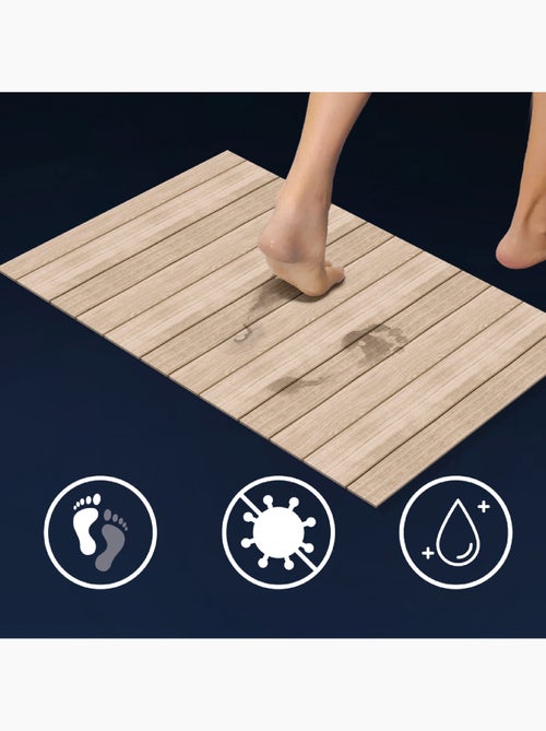 Tapis de Bain Calista Ultra-Absorbant  - Effet Bois - Kiabi
