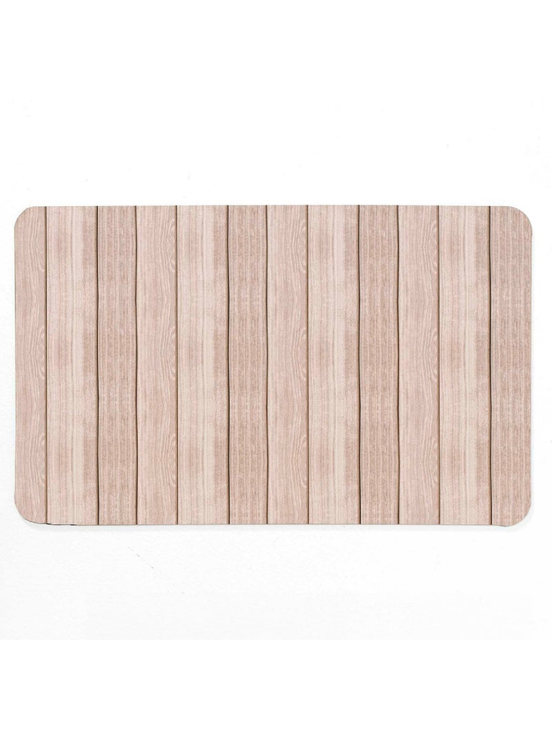Tapis de Bain Calista Ultra-Absorbant  - Effet Bois Beige - Kiabi
