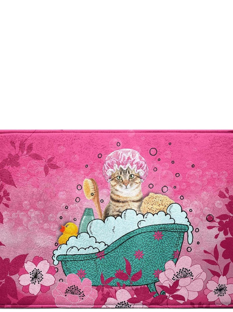 Tapis de bain Cat zen Rose - Kiabi