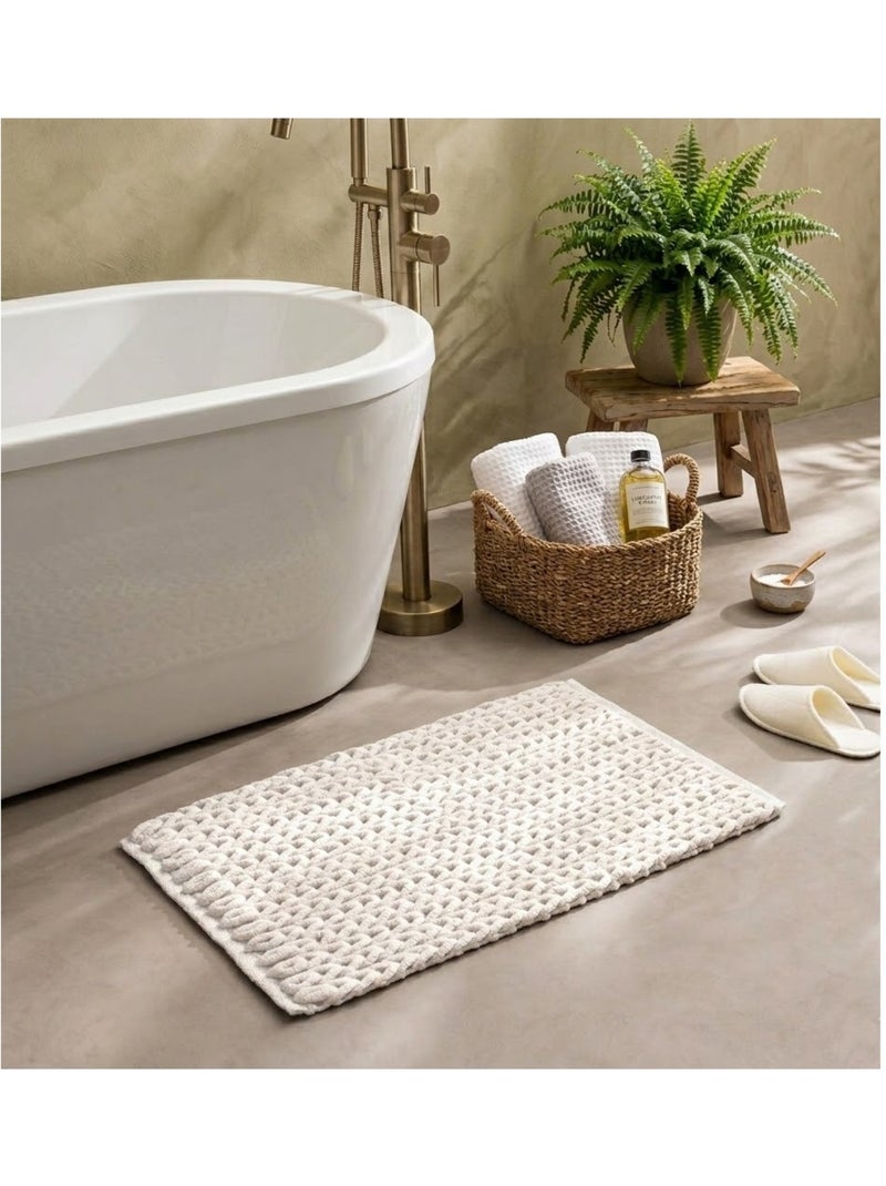 Tapis de bain chenille Arielle Beige - Kiabi