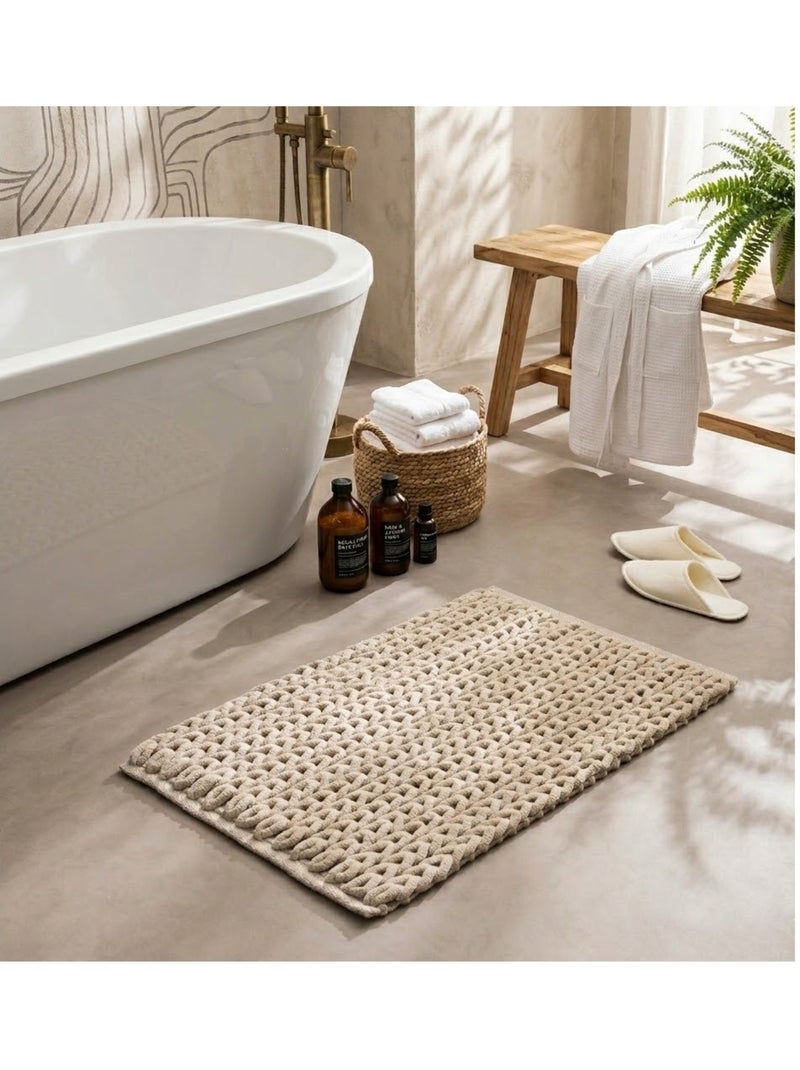 Tapis de bain chenille arielle Beige sable - Kiabi