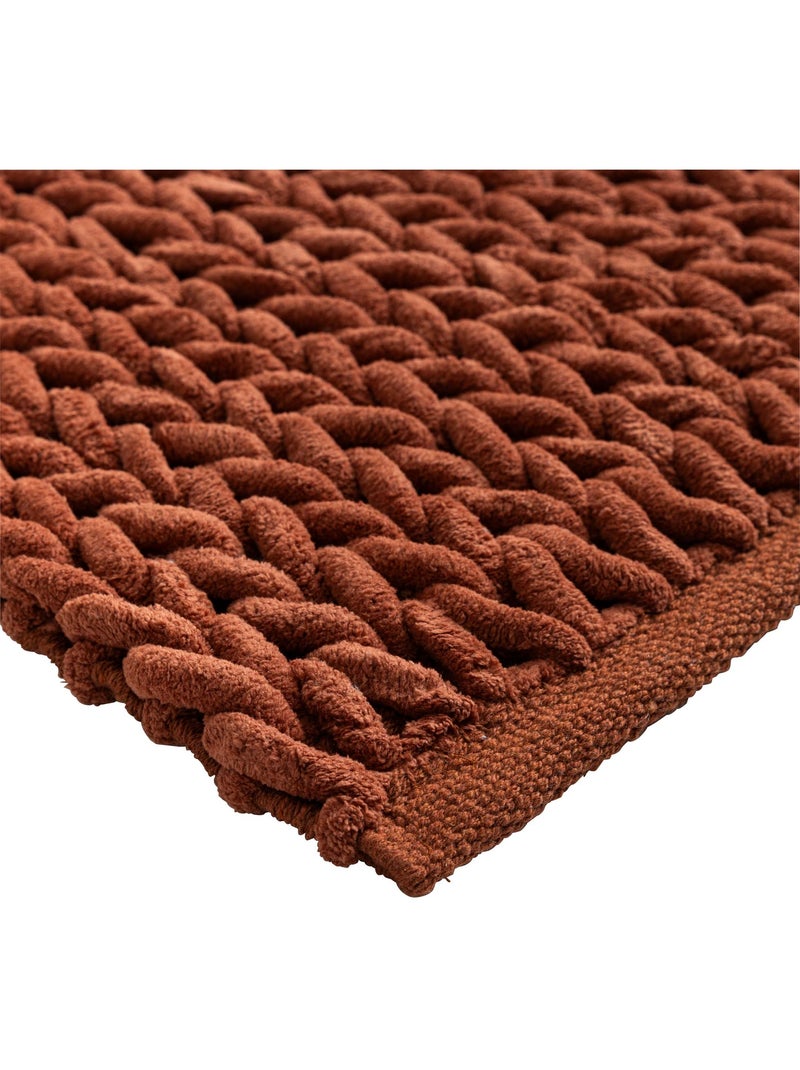 Tapis de bain chenille Arielle Terracotta - Kiabi