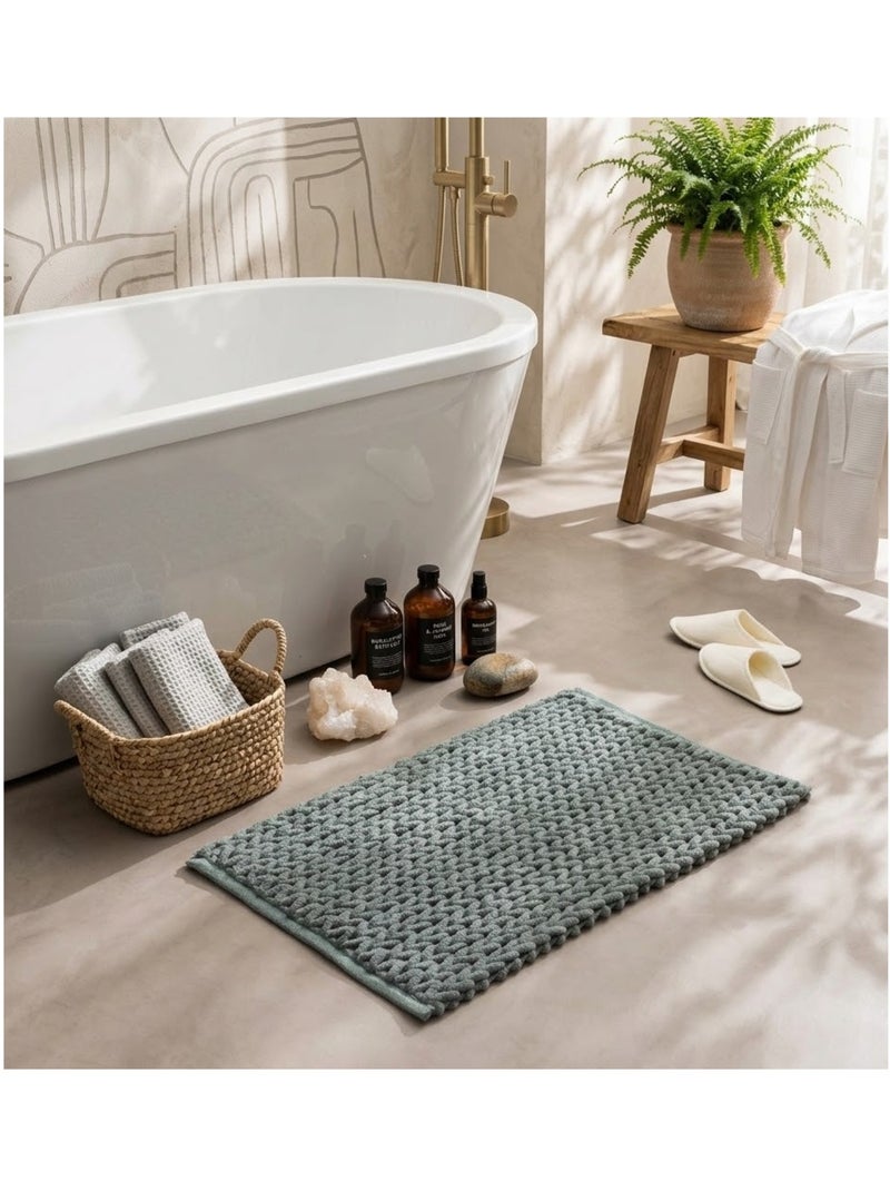 Tapis de bain chenille Arielle Vert cèdre - Kiabi