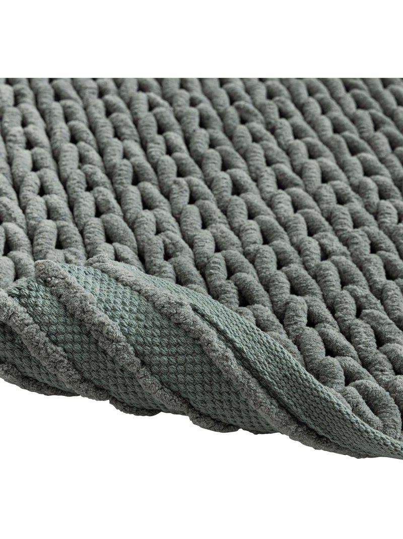Tapis de bain chenille Arielle Vert cèdre - Kiabi