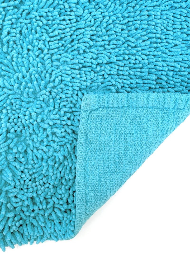 Tapis de bain CHENILLE Bleu turquoise - Kiabi
