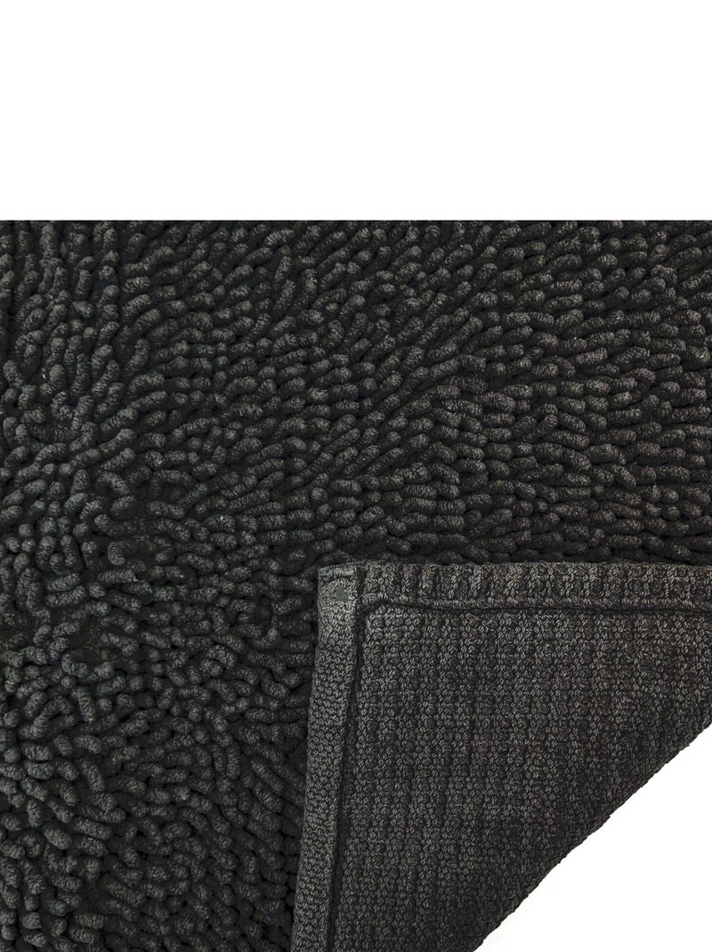 Tapis de bain CHENILLE Noir Noir - Kiabi