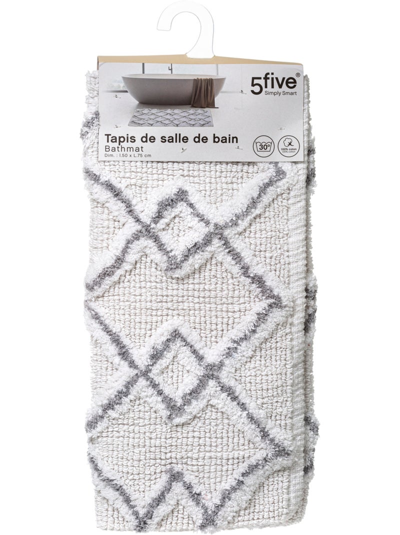 Tapis de bain coton ethnique NATURAL Gris - Kiabi
