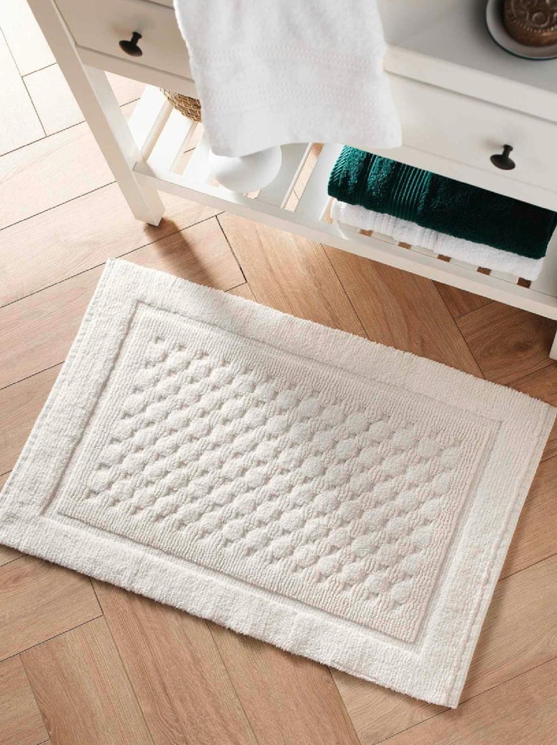 Tapis de Bain Damaris Uni avec Reliefs Blanc - Kiabi