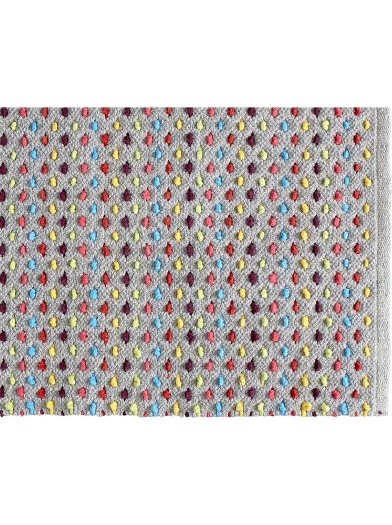 Tapis de bain déco 'Guy Levasseur' confetti en coton chenille 50 x 80 cm Gris Multicolore - Kiabi