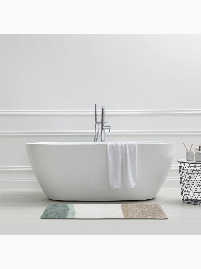 Tapis de bain déco Horizon tricolore dégradé 60 x 120 cm Guy Levasseur Bleu Beige Blanc - Kiabi
