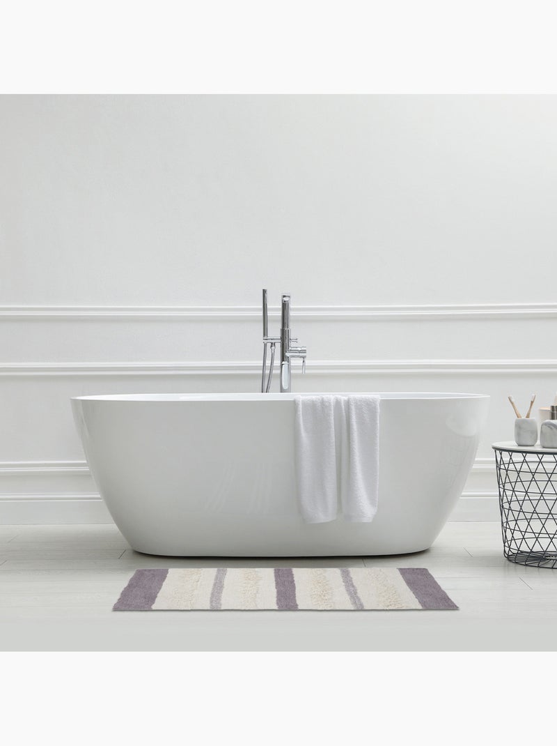 Tapis de bain décoratif en coton touffeté antidérapant 60 x 120 cm - Guy Levasseur Blanc Gris Gris - Kiabi