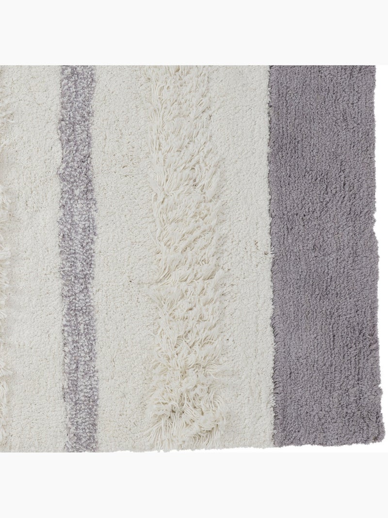Tapis de bain décoratif en coton touffeté antidérapant 60 x 120 cm - Guy Levasseur Blanc Gris Gris - Kiabi