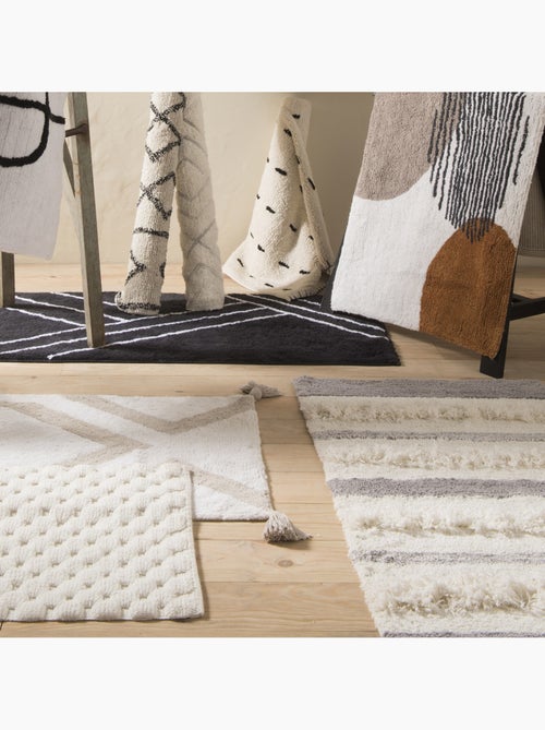 Tapis de bain décoratif en coton touffeté antidérapant 60 x 120 cm - Guy Levasseur - Kiabi