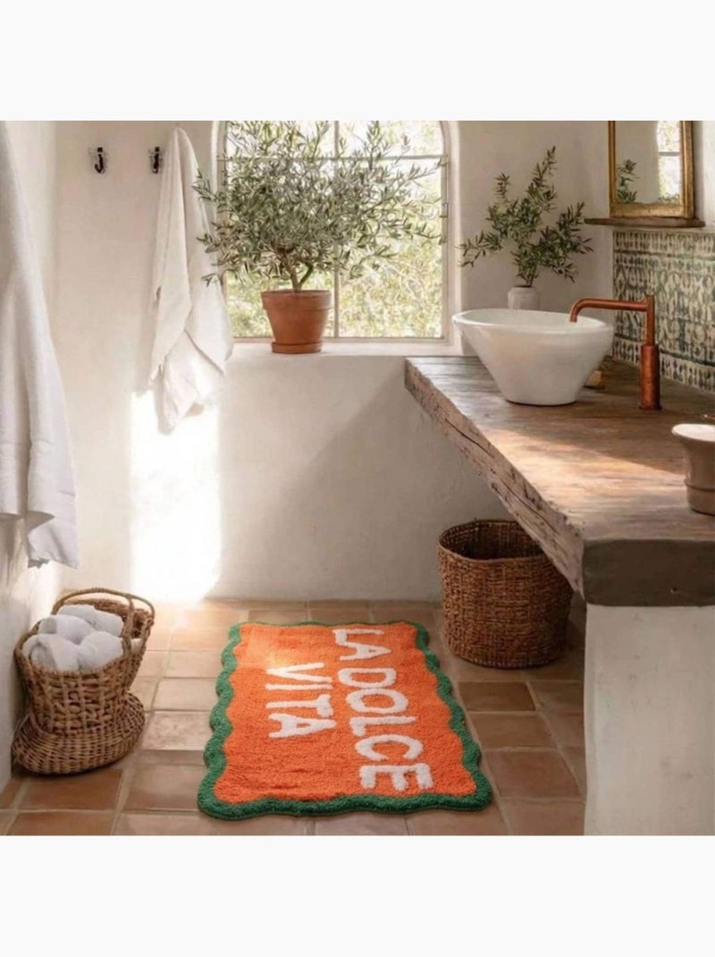 Tapis de bain dolce vita en coton orange, vert 50x80cm Orange - Kiabi