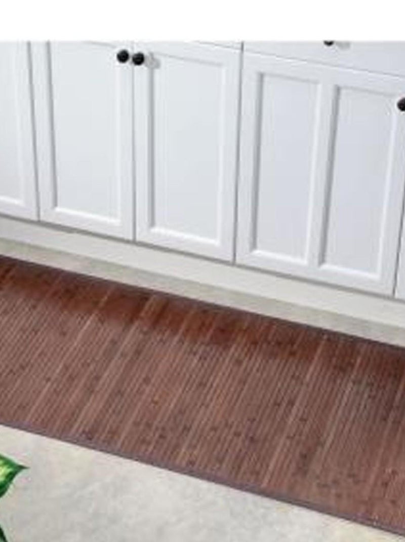 Tapis De Bain En Bambou Brun Mocha 183 X 61 Cm Marron - Kiabi