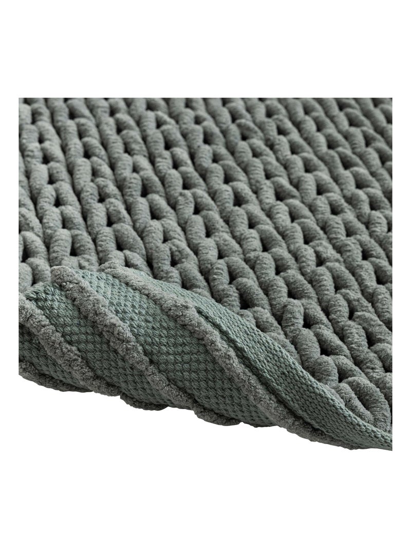 Tapis de bain en chenille douce antidérapant Kaki - Kiabi