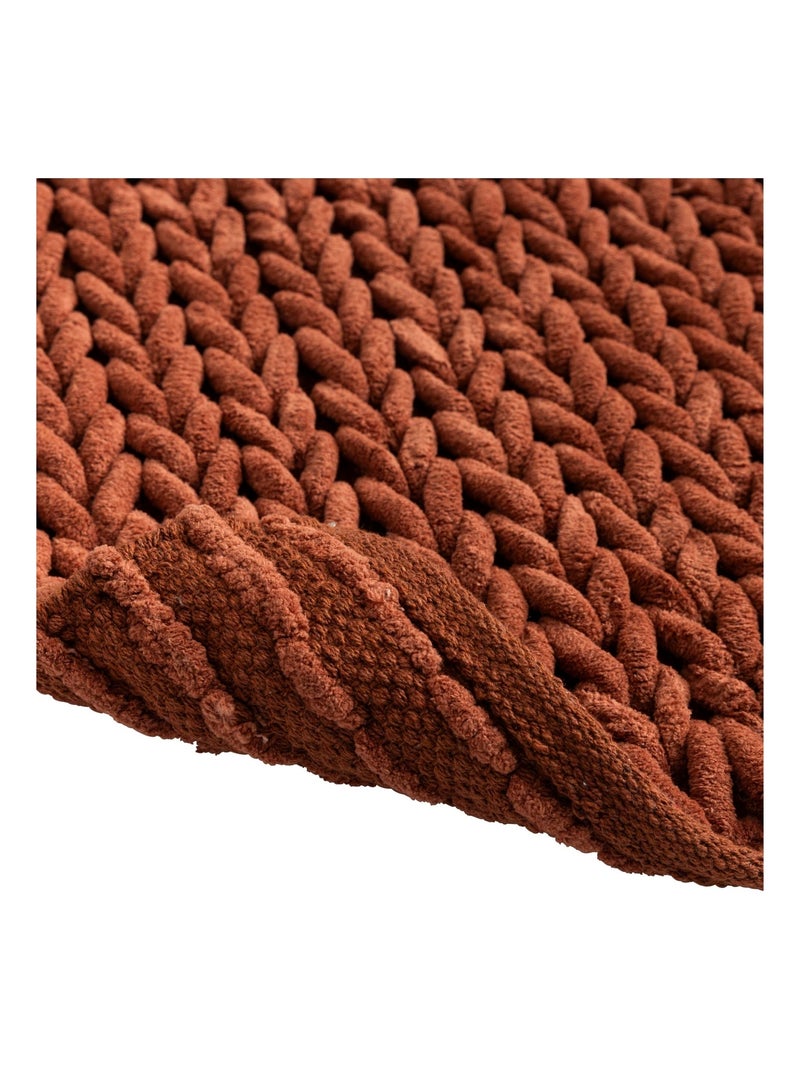 Tapis de bain en chenille douce antidérapant Orange - Kiabi