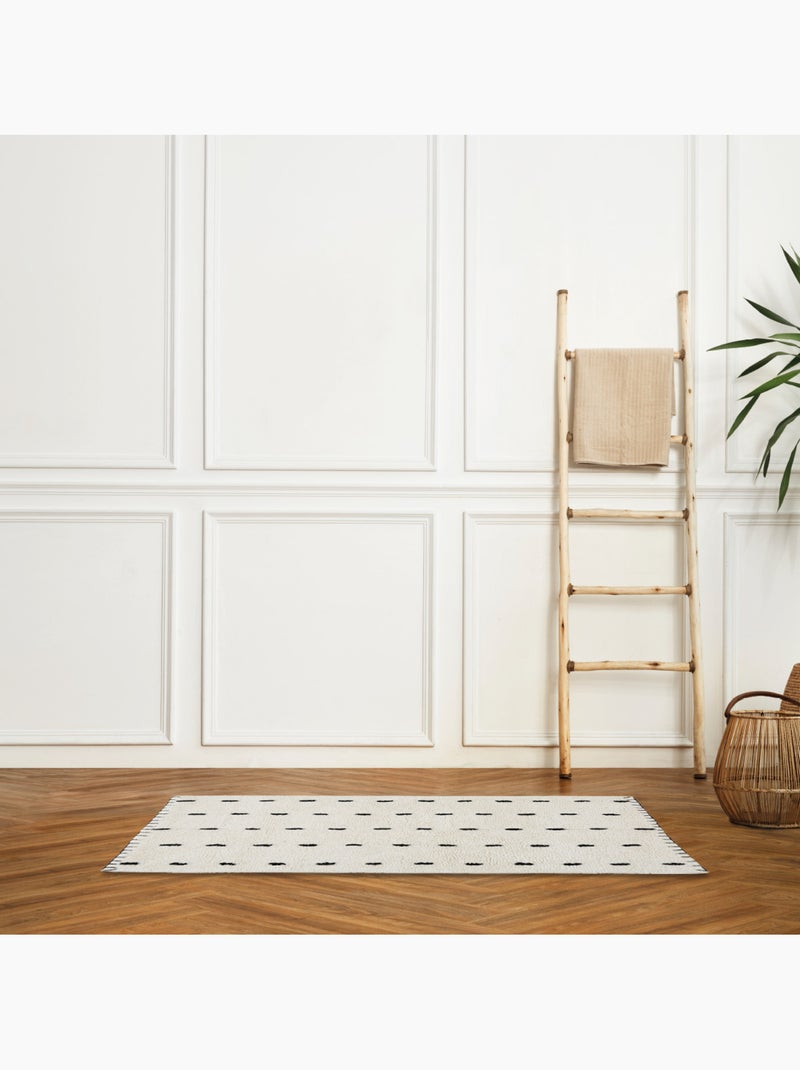Tapis de bain en coton 1 cm à motif horse point 60 x 120 cm Guy Levasseur Ecru - Kiabi