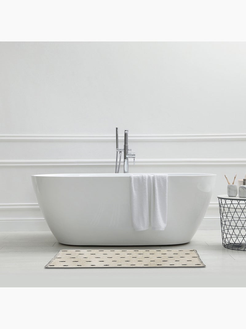 Tapis de bain en coton 1 cm à motif horse point 60 x 120 cm Guy Levasseur Ecru - Kiabi