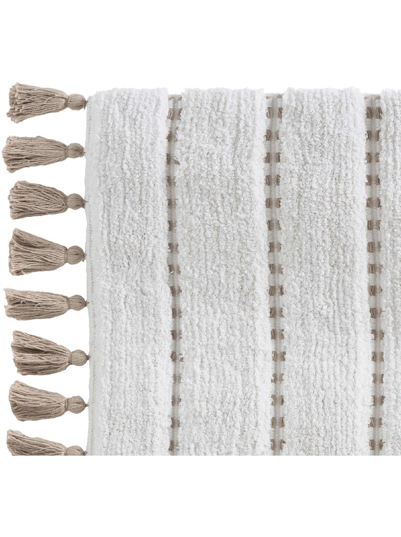 Tapis de bain en coton à franges 50x75cm SOLAR POWER Blanc - Kiabi