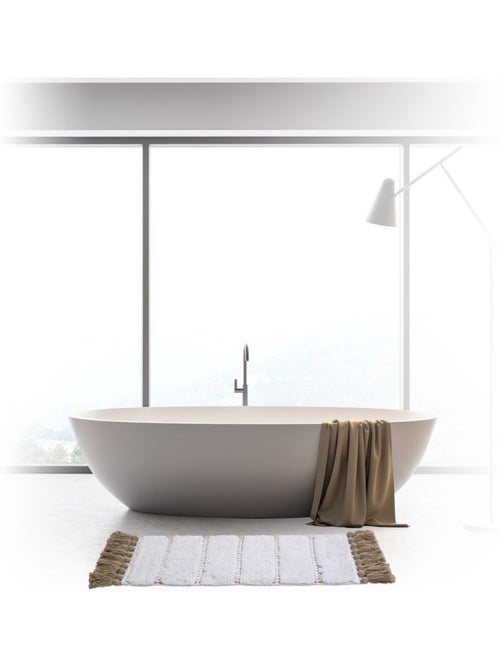 Tapis de bain en coton à franges 50x75cm SOLAR POWER - Kiabi
