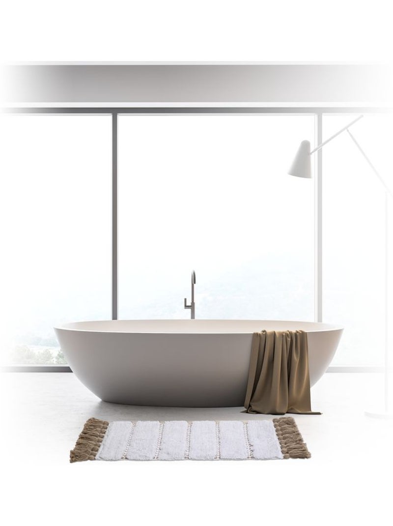 Tapis de bain en coton à franges 50x75cm SOLAR POWER Blanc - Kiabi