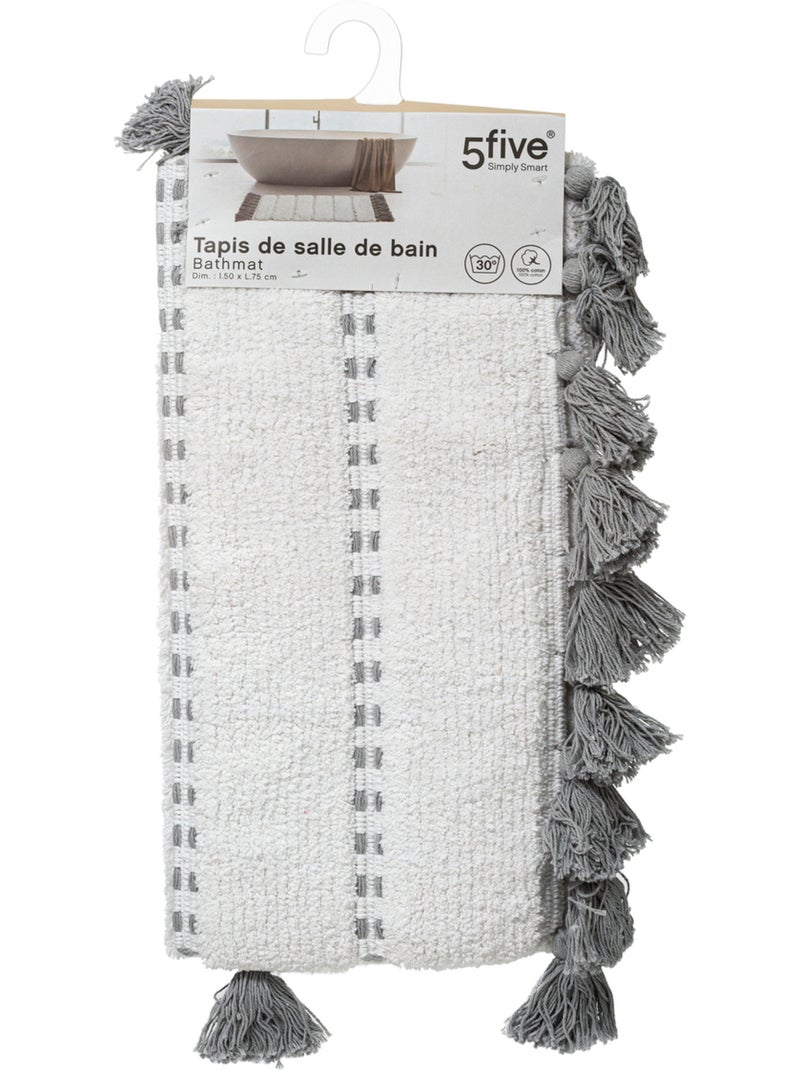 Tapis de bain en coton à franges 50x75cm SOLAR POWER Gris - Kiabi