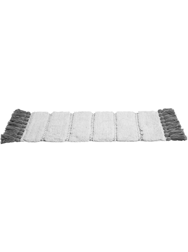 Tapis de bain en coton à franges 50x75cm SOLAR POWER Gris - Kiabi