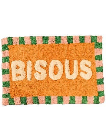 Tapis de bain en coton brodé bisous 50x80cm