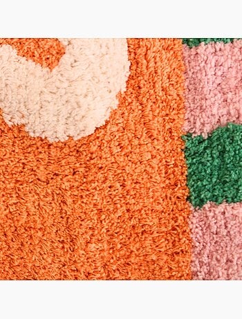 Tapis de bain en coton brodé bisous 50x80cm