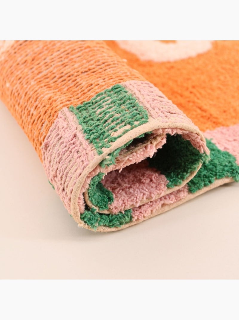 Tapis de bain en coton brodé bisous 50x80cm Orange - Kiabi