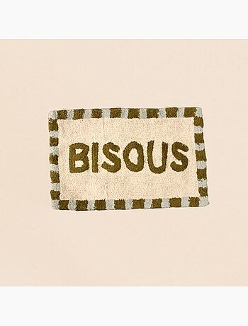 Tapis de bain en coton brodé bisous 50x80cm