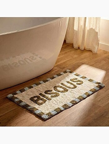 Tapis de bain en coton brodé bisous 50x80cm