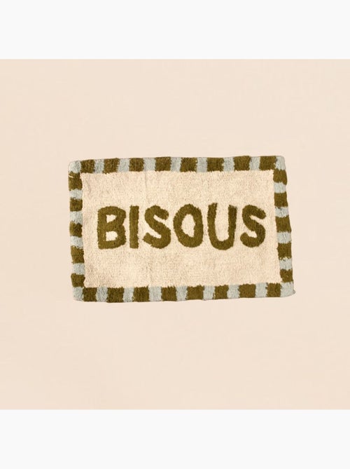 Tapis de bain en coton brodé bisous 50x80cm - Kiabi