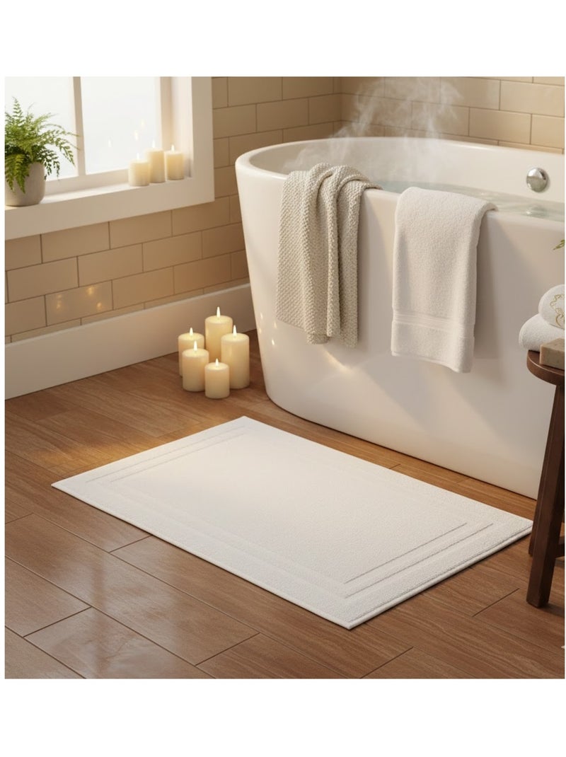 Tapis de bain en coton Lilas Blanc - Kiabi