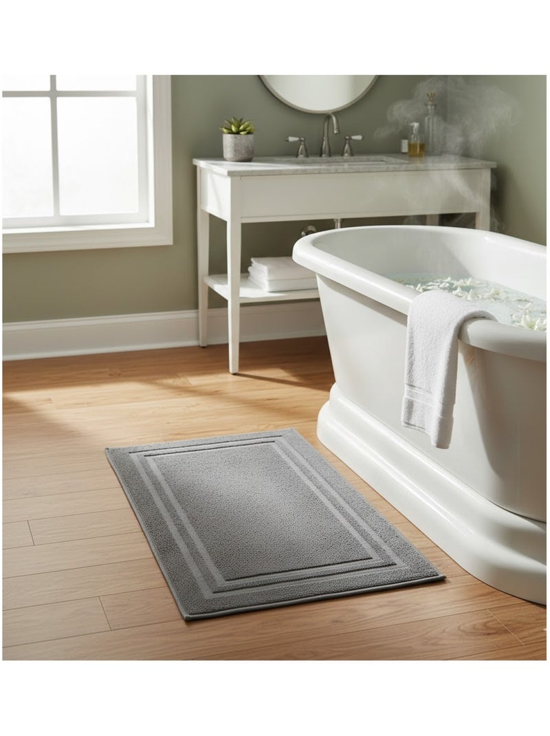 Tapis de bain en coton Lilas gris anthracite - Kiabi
