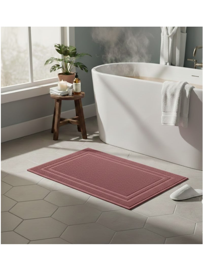 Tapis de bain en coton Lilas Rouge Marsala - Kiabi
