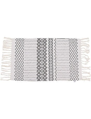 Tapis de bain en coton motifs géométriques à franges 50x80cm