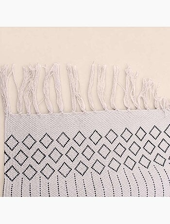 Tapis de bain en coton motifs géométriques à franges 50x80cm