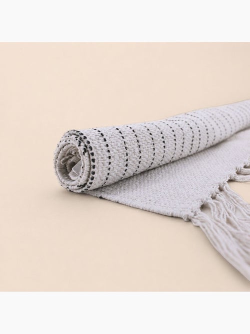 Tapis de bain en coton motifs géométriques à franges 50x80cm - Kiabi