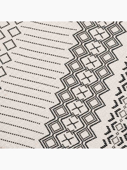 Tapis de bain en coton motifs géométriques à franges 50x80cm - Kiabi