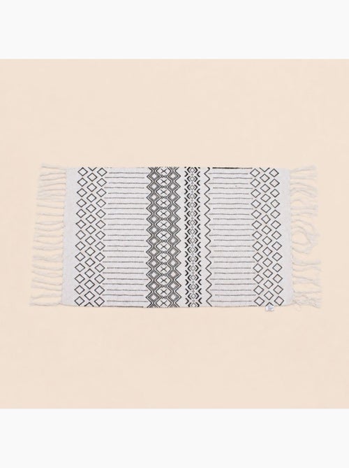 Tapis de bain en coton motifs géométriques à franges 50x80cm - Kiabi