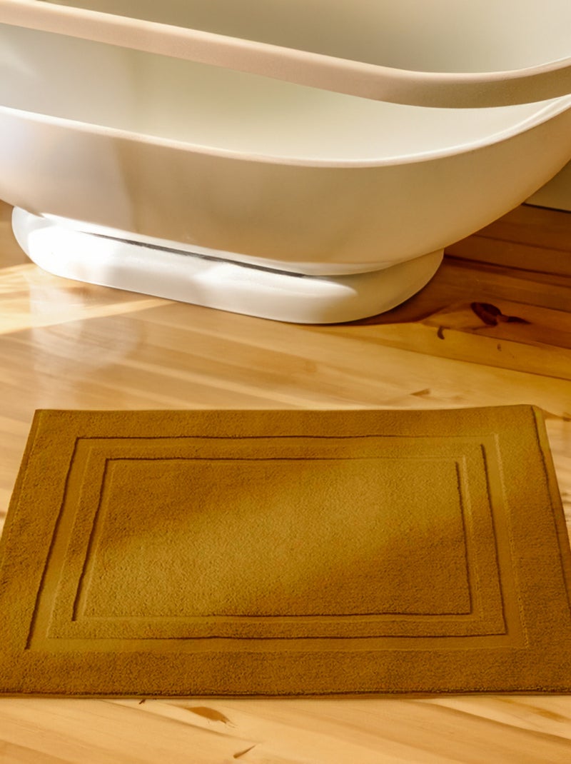 Tapis de bain en coton peigné Jaune - Kiabi