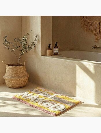 Tapis de bain en coton rayé "Get Naked" 50x80cm