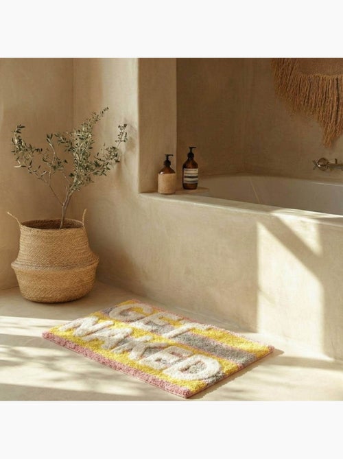 Tapis de bain en coton rayé "Get Naked" 50x80cm - Kiabi