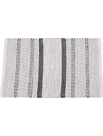 Tapis de bain en coton rayé gris 50x80cm