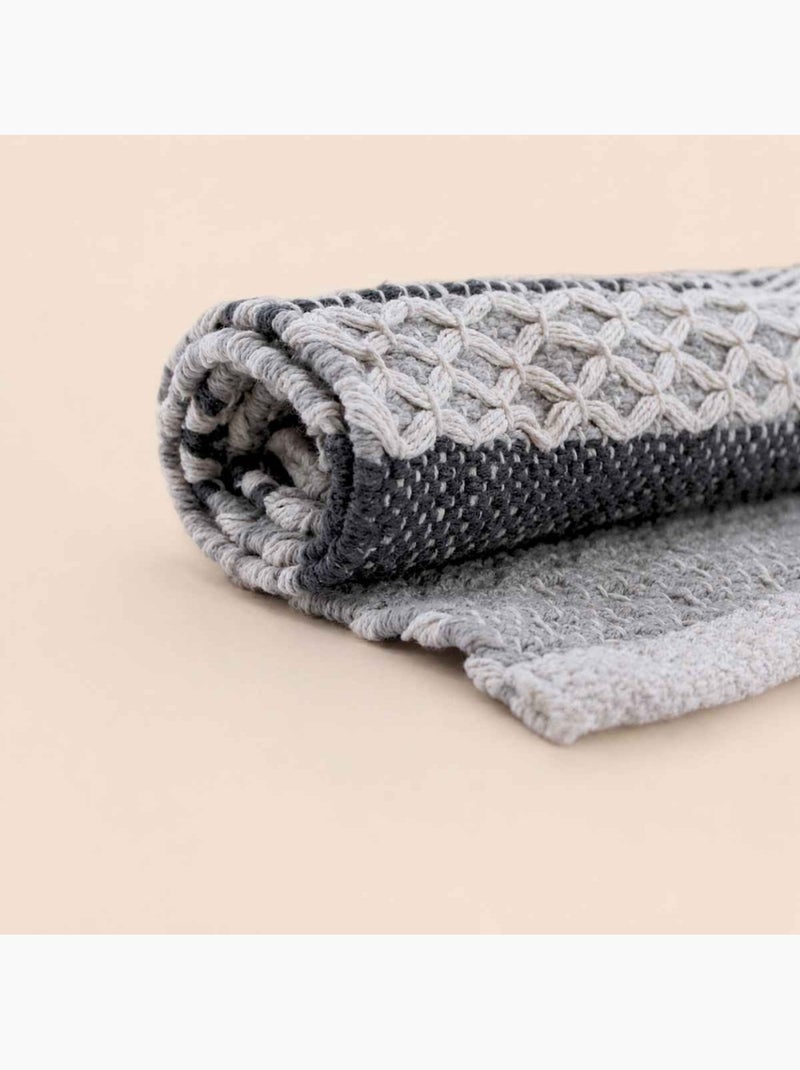 Tapis de bain en coton rayé gris 50x80cm Gris - Kiabi