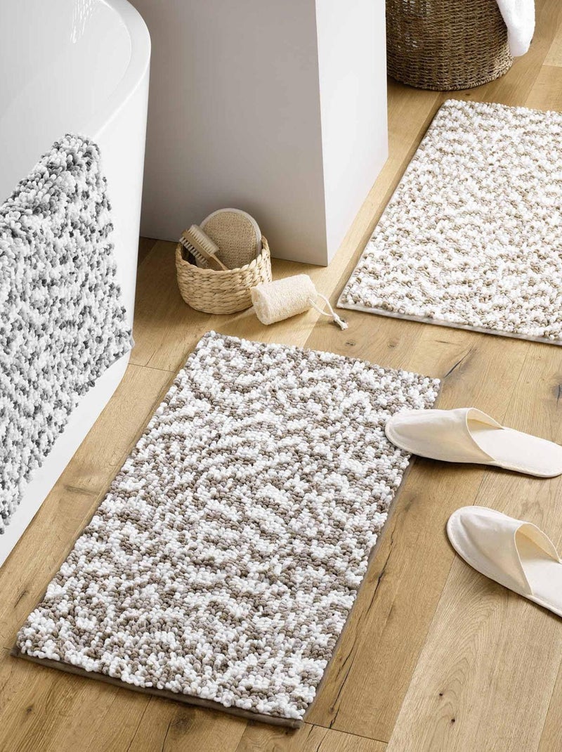Tapis de Bain en microfibre tricolore Ecru - Kiabi