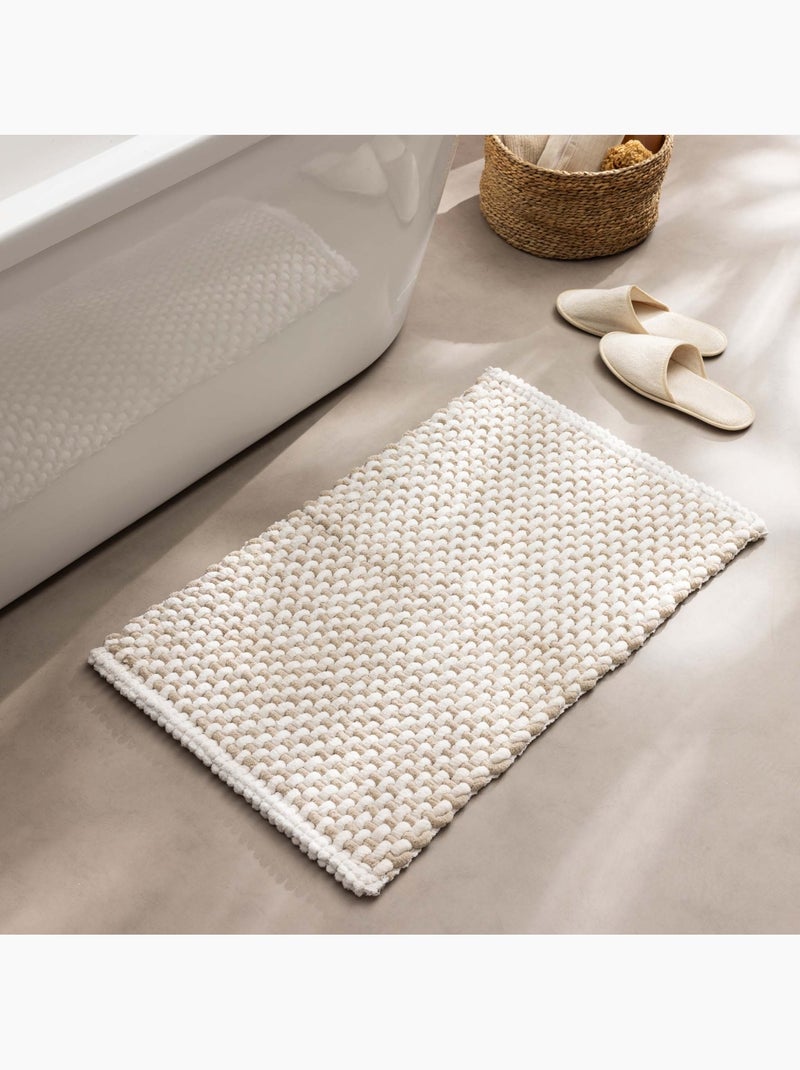 Tapis de bain en polycoton chenille ultra-absorbant Beige sable - Kiabi
