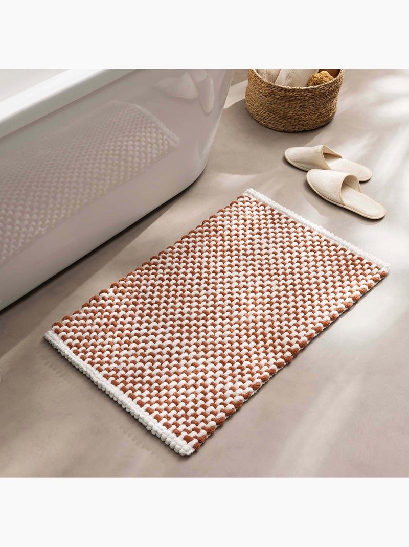 Tapis de bain en polycoton chenille ultra-absorbant Orange - Kiabi